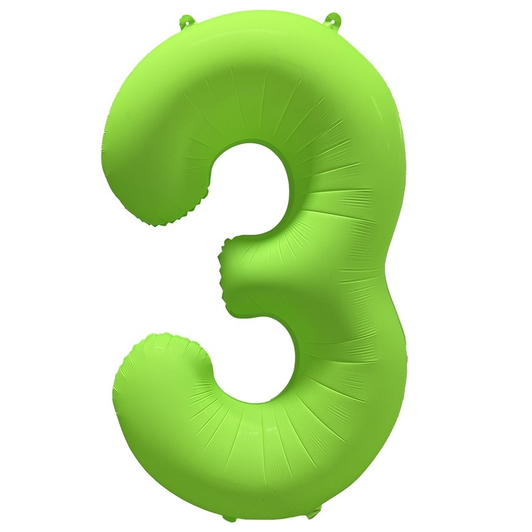 Шар Цифра "3" Неон Зеленый / Green (в упаковке) 