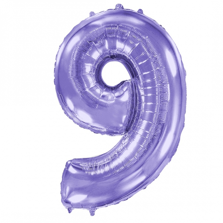 Шар Цифра "9" Сиреневый / Lilac (в упаковке)   