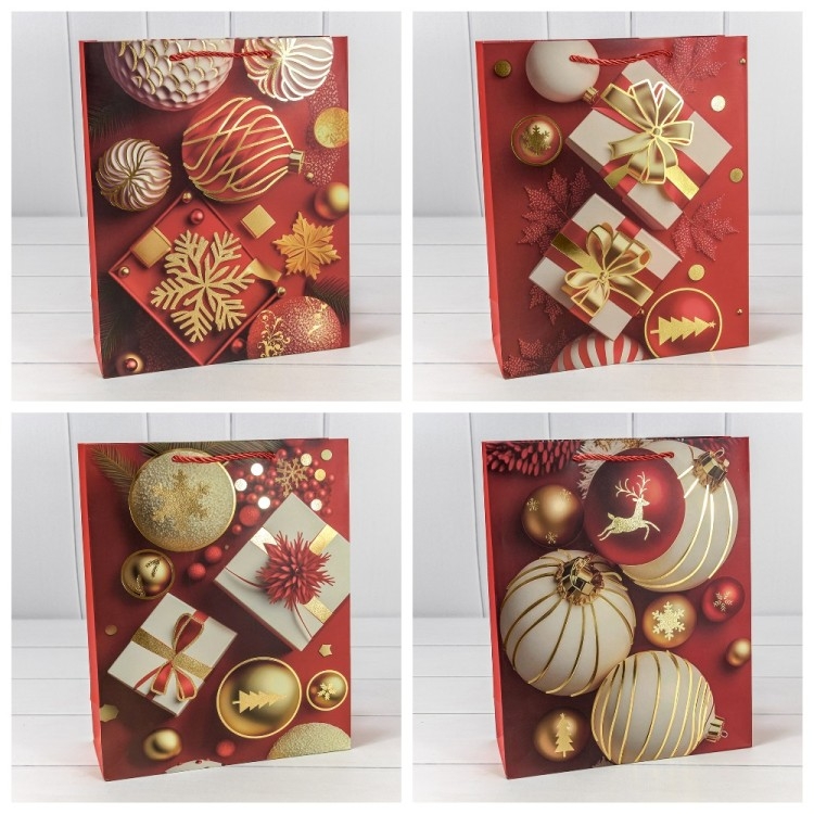 Пакет подарочный "Новый год" Стеклаянные шары Микс