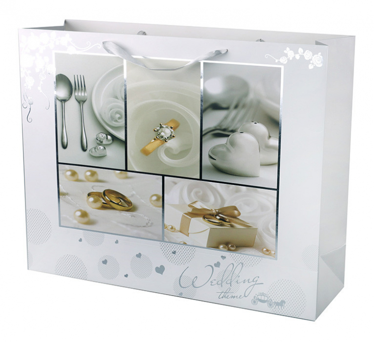 Пакет подарочный "Свадебный подарок" с серебряным тиснением