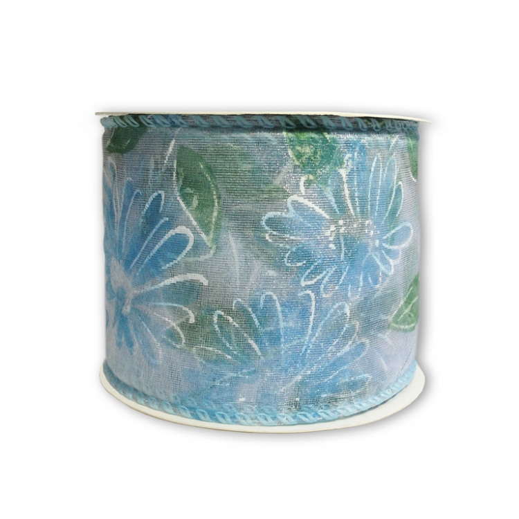Лента армированная Органза Прозрачная "Голубая незабудка"